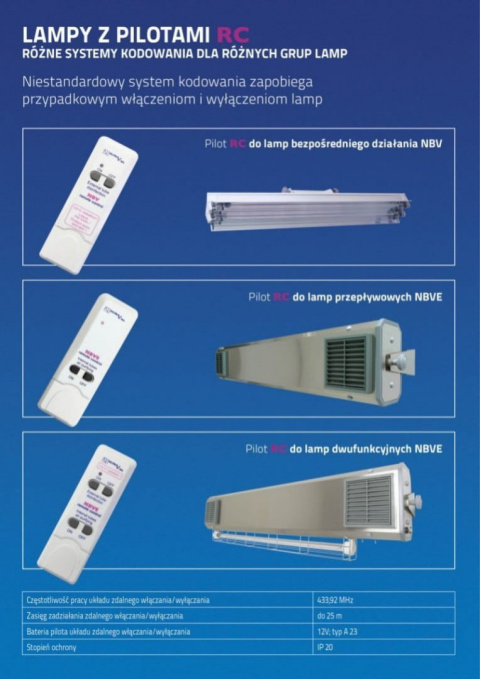 Pilot RC NBV zdalnego sterowania do lamp bakteriobójczych NBV