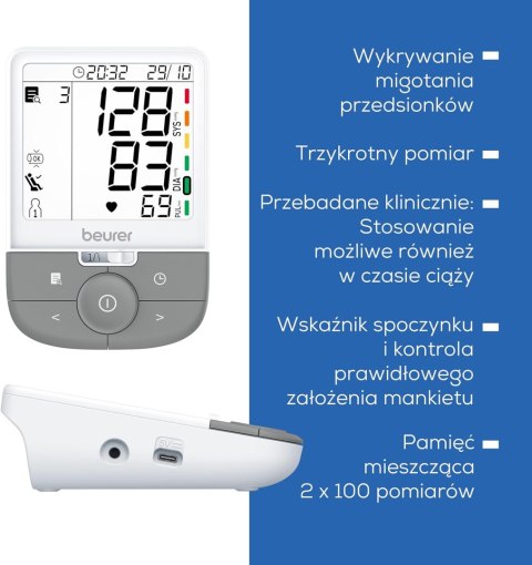 Klinicznie Zatwierdzony Ciśnieniomierz Naramienny Beurer BM 53 z Wyświetlaczem XL