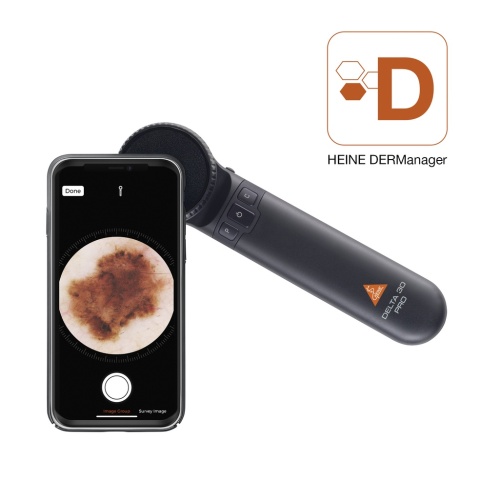 Dermatoskop HEINE DELTA 30 PRO LED z płytką kontaktową, zasilaczem USB-C i etui