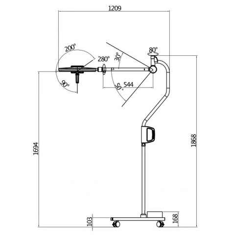 Lampa bezcieniowa zabiegowo-operacyjna S250M wersja mobilna