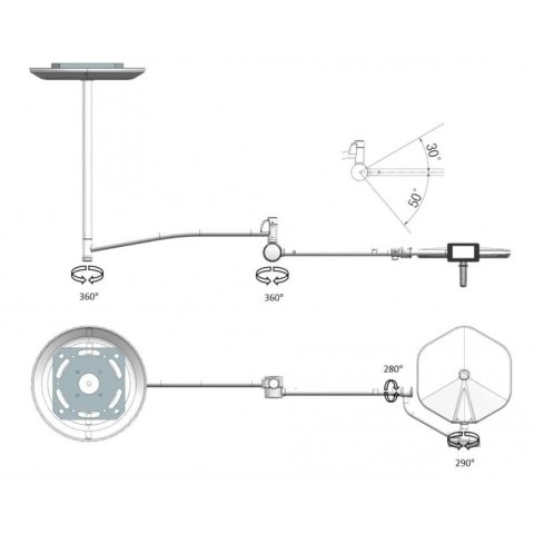 Lampa bezcieniowa zabiegowo-operacyjna S250W wersja sufitowa