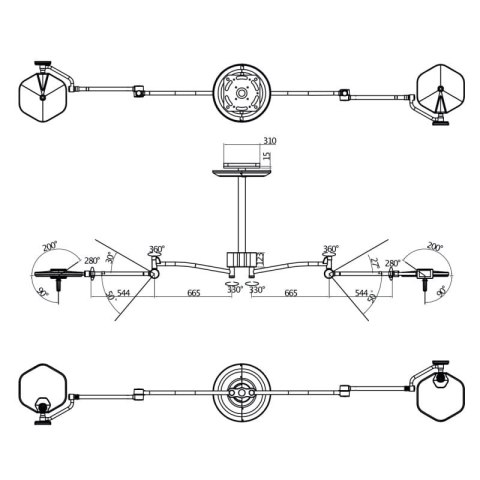 Lampa zabiegowo-operacyjna S300DC dwuczaszowa bezcieniowa sufitowa