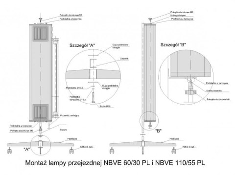 Lampa bakteriobójcza NBVE - 110/55 P, przepływowa dwufunkcyjna, przejezdna na statywie